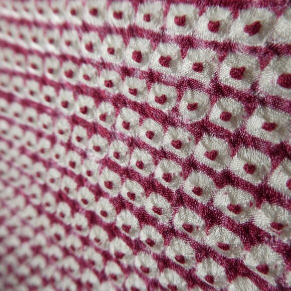 Japanese Kimono Ethnic Hand Crafted Embossed Lining Red White 3D Textured Tie - Picture 2 of 10